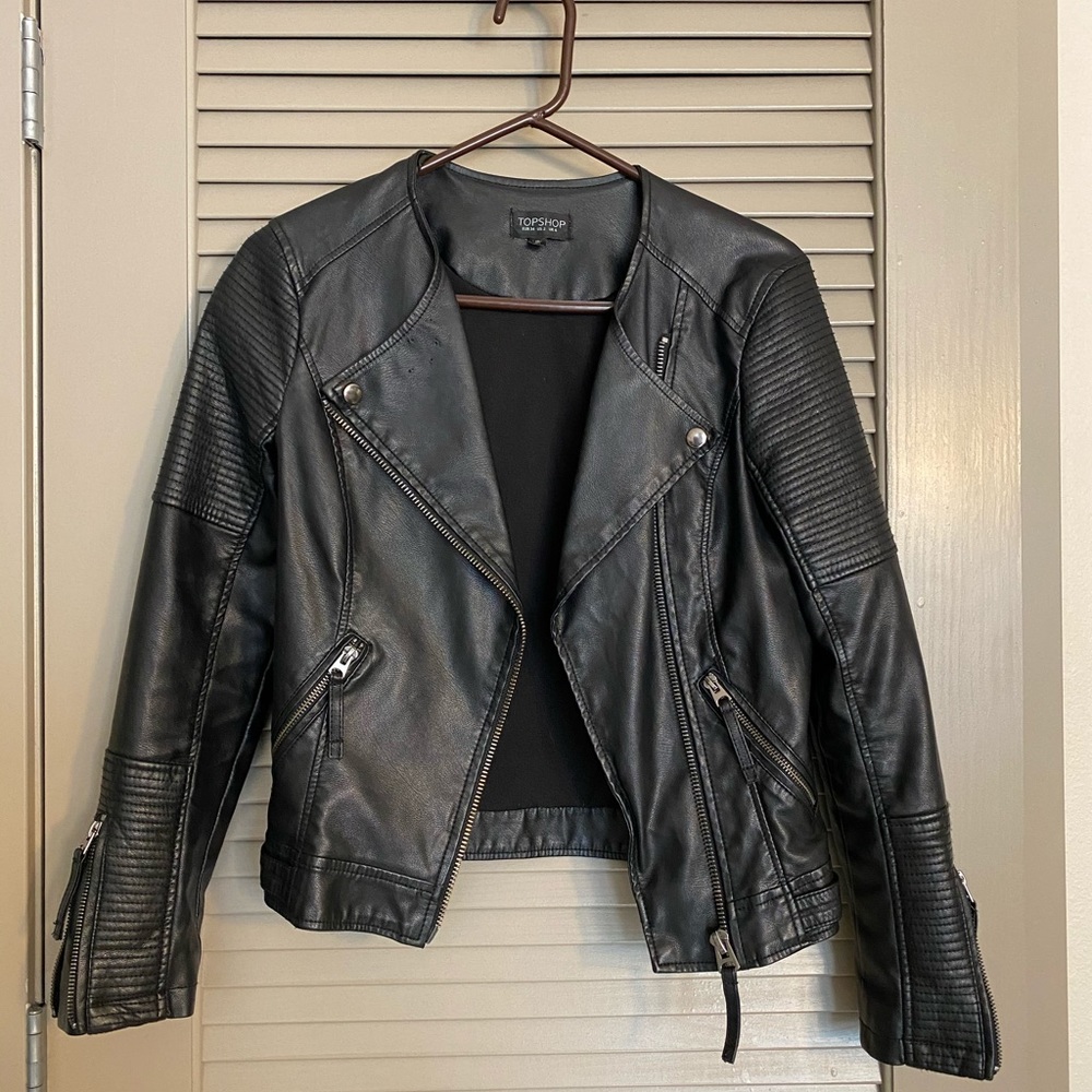 Topshop Moto Faux Leather Jacket